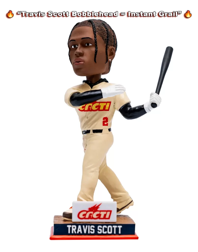 Travis Scott Throws First Pitch for Houston Astros & Drops Epic Bobblehead at CACTI Park