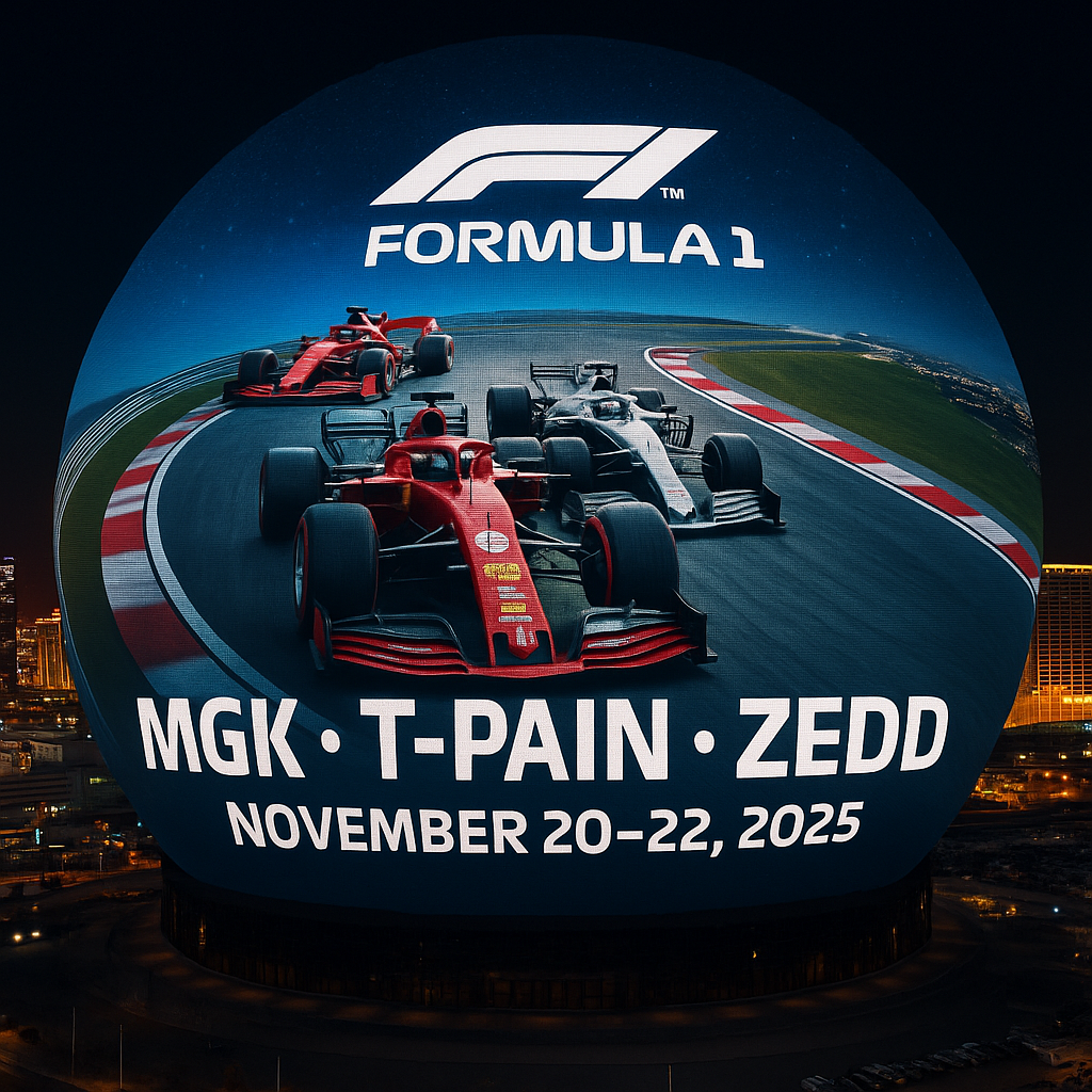 MGK, T-Pain & Zedd Headline F1 Las Vegas 2025 – Chaos at the Sphere